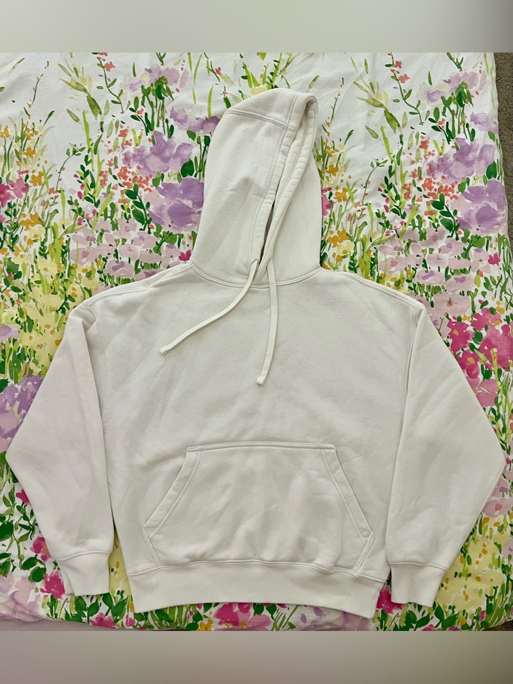 Pull&Bear off white Hooded Pullover Sweatshirt